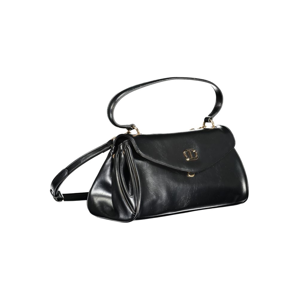 Evening Handbag by Twinset for women in polyethylene black features a ornamental silhouette, showcasing a secure snap, ample built-in-compartments & external-pockets, and ornamental shoulder-strap, handle, adjustable-strap & detachable-strap for a sophisticated look.