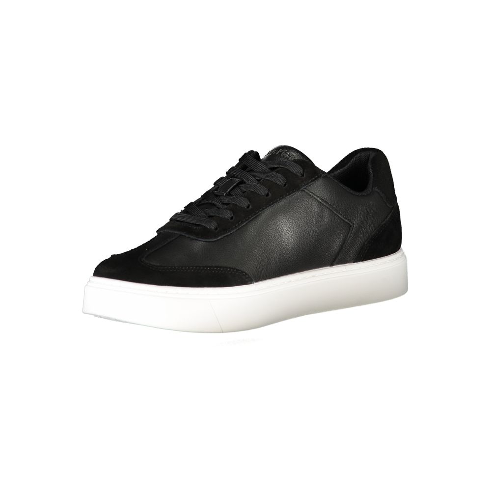 Athletic Sneakers by Calvin Klein for men in polyester polyethylene leather black features an architectural silhouette from the Men's Athletic Polyester Polyethylene Leather Sneakers collection, showcasing a architectural athletic style for a architectural look.