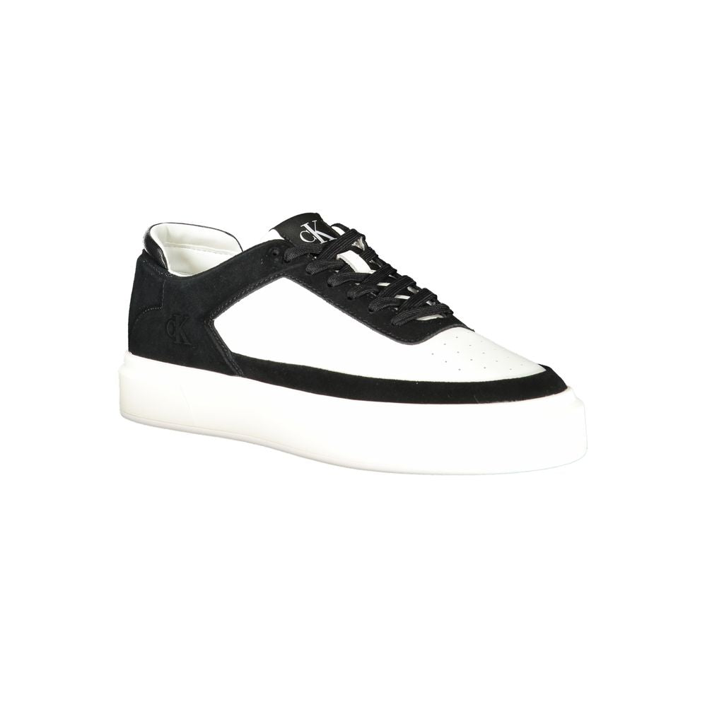 Athletic Sneakers by Calvin Klein for men in polyester polyethylene leather black, white & signature features an stately silhouette, showcasing the signature athletic style of the Men's Athletic Polyester Polyethylene Leather Sneakers collection with a truly stately finish.