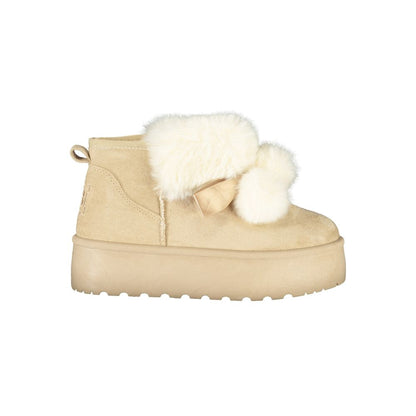 Wedge Ankle Boots by Laura Biagiotti for women in polyester polyethylene fur beige features an high-performance silhouette, showcasing the sophisticated design of the Women's Polyester Polyethylene Fur Wedge Ankle Boots with a wedge and a refined .