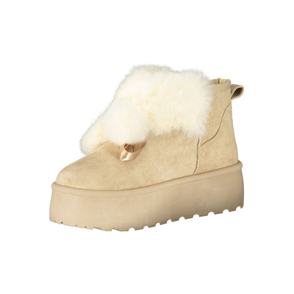 Wedge Ankle Boots by Laura Biagiotti for women in polyester polyethylene fur beige showcases a ergonomic silhouette from the Women's Polyester Polyethylene Fur Wedge Ankle Boots collection, featuring a ergonomic wedge and a ergonomic .