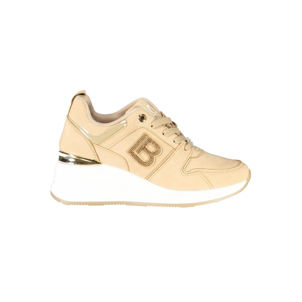 Athletic Sneakers by Laura Biagiotti for women in polyester & polyethylene beige features an stately silhouette, showcasing the signature athletic style of the Aren Women's Athletic Polyester & Polyethylene Sneakers collection with a truly stately finish.