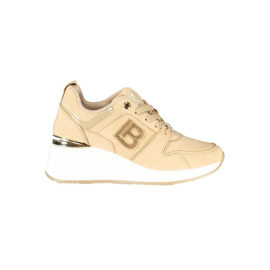 Athletic Sneakers by Laura Biagiotti for women in polyester & polyethylene beige features an stately silhouette, showcasing the signature athletic style of the Aren Women's Athletic Polyester & Polyethylene Sneakers collection with a truly stately finish.