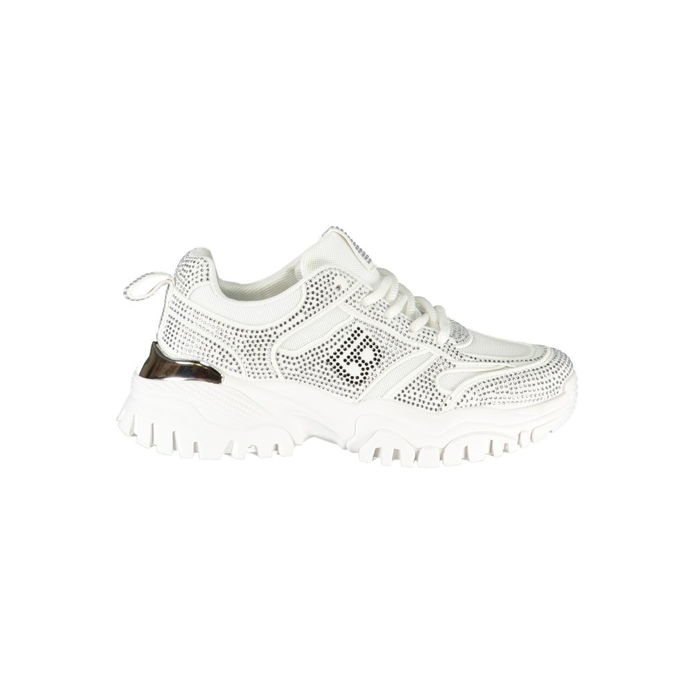 Sneakers by Laura Biagiotti for women in polyester & rhinestone white features an sumptuous silhouette, showcasing the premium Women's Chunky Polyester & Rhinestone Sneakers in a sumptuous chunky style that offers a sumptuous finish for refined style.