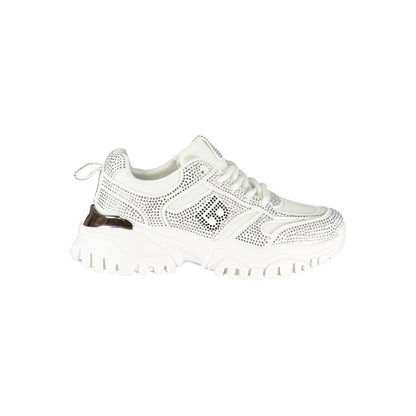Sneakers by Laura Biagiotti for women in polyester & rhinestone white features an sumptuous silhouette, showcasing the premium Women's Chunky Polyester & Rhinestone Sneakers in a sumptuous chunky style that offers a sumptuous finish for refined style.