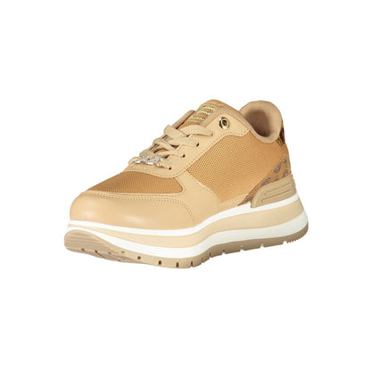 Sneakers by Laura Biagiotti for women in polyester & polyethylene brown presents a sumptuous silhouette, artfully capturing the essence of the Essence Women's Low-Top Polyester & Polyethylene Sneakers with its sumptuous low-top style design.