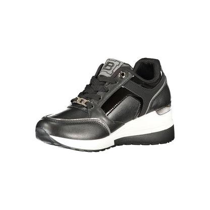 Athletic Sneakers by Laura Biagiotti for women in polyester & polyethylene black presents a sleek silhouette, perfectly capturing the athletic style essence of Women's Athletic Polyester & Polyethylene Sneakers with its sleek design and premium finish.