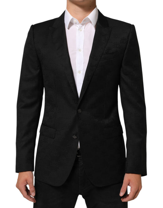 Blazer by Dolce & Gabbana for men in silk & virgin wool black showcases a polished silhouette, highlighted by a refined single-breasted neckline and polished for a sophisticated finish.