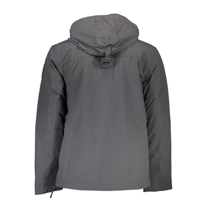 This Hooded Rain Coat by Napapijri for men in polyamide felt gray presents a weatherproof silhouette, meticulously detailed with pockets, hooded & water-resistant and a weatherproof hooded neckline for a truly weatherproof finish.