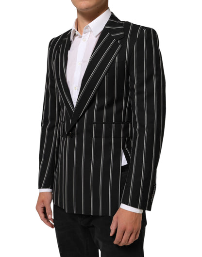 Dolce & Gabbana Men's Virgin Wool & Viscose Blazer - Black Pinstripe Striped
