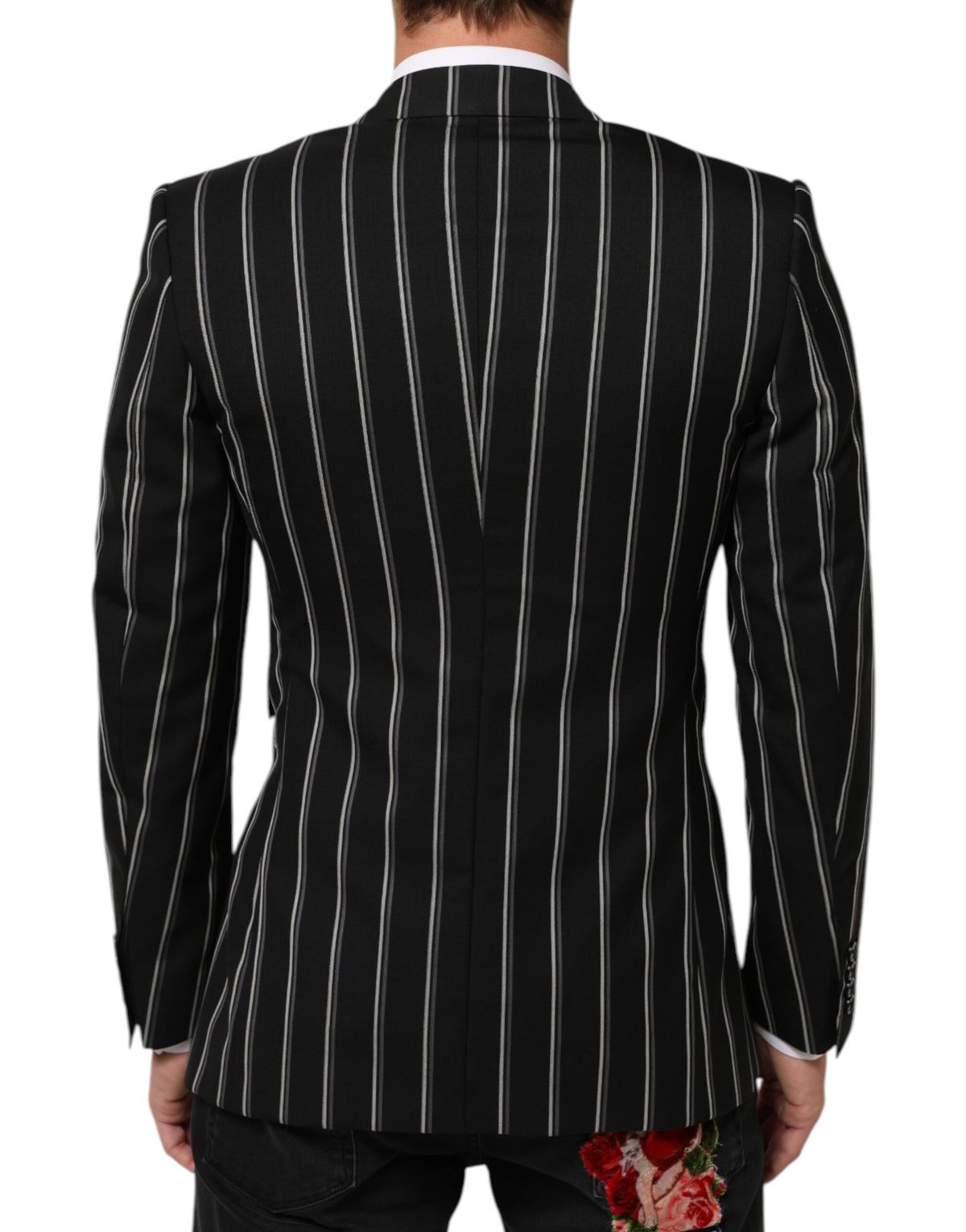 Dolce & Gabbana Men's Virgin Wool & Viscose Blazer - Black Pinstripe Striped