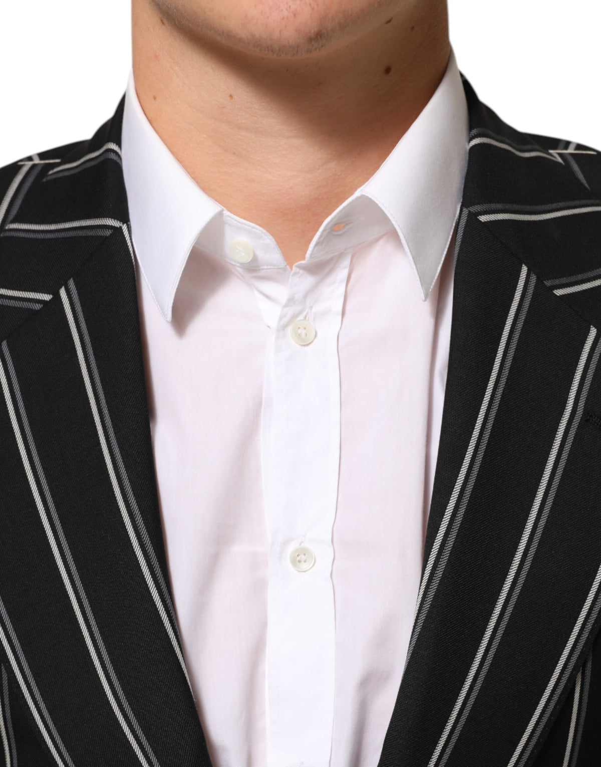 Dolce & Gabbana Men's Virgin Wool & Viscose Blazer - Black Pinstripe Striped