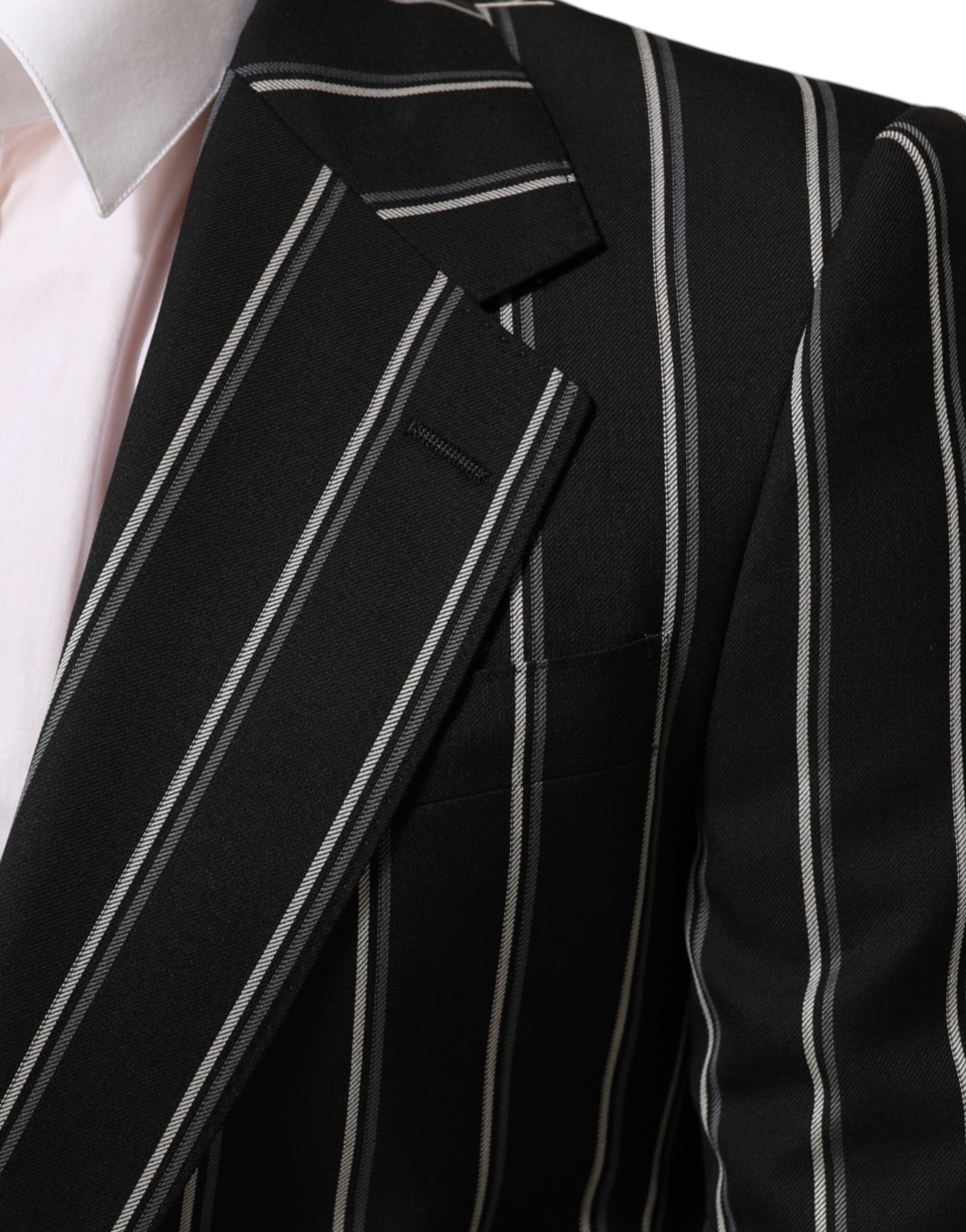 Dolce & Gabbana Men's Virgin Wool & Viscose Blazer - Black Pinstripe Striped