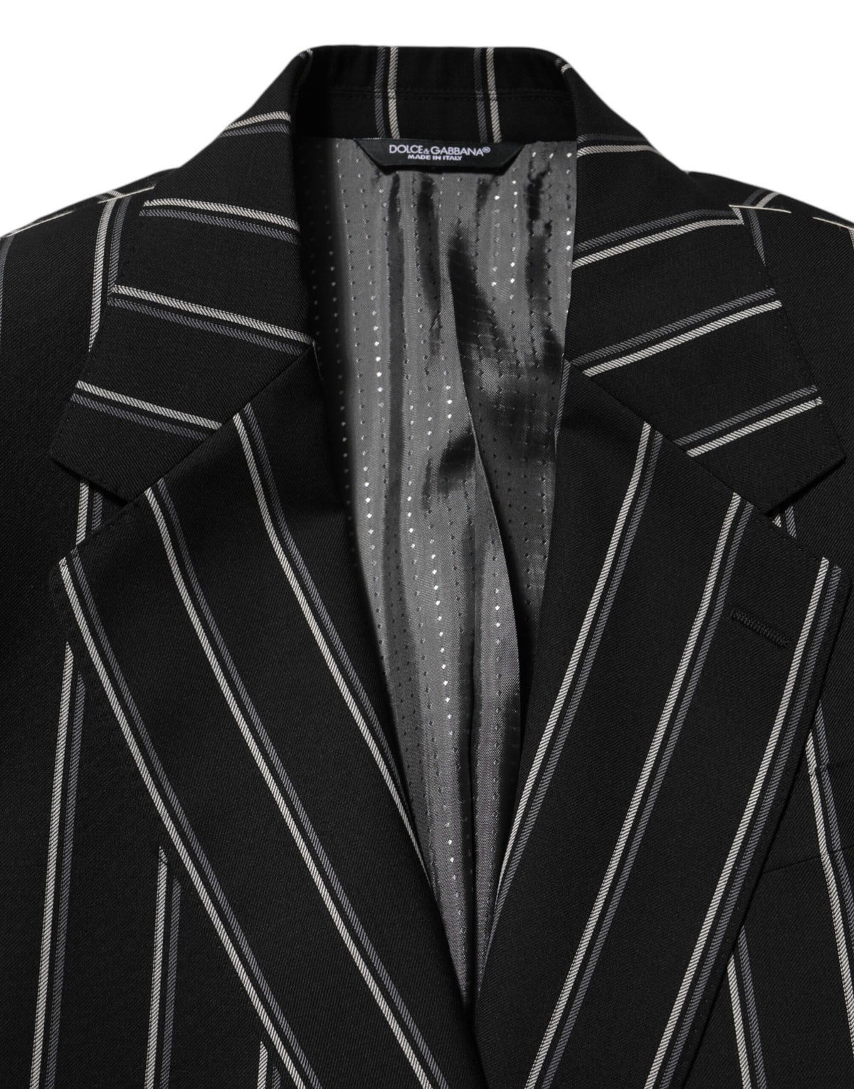 Dolce & Gabbana Men's Virgin Wool & Viscose Blazer - Black Pinstripe Striped