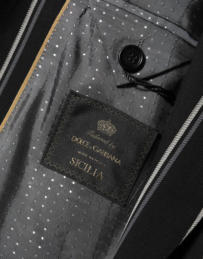 Dolce & Gabbana Men's Virgin Wool & Viscose Blazer - Black Pinstripe Striped