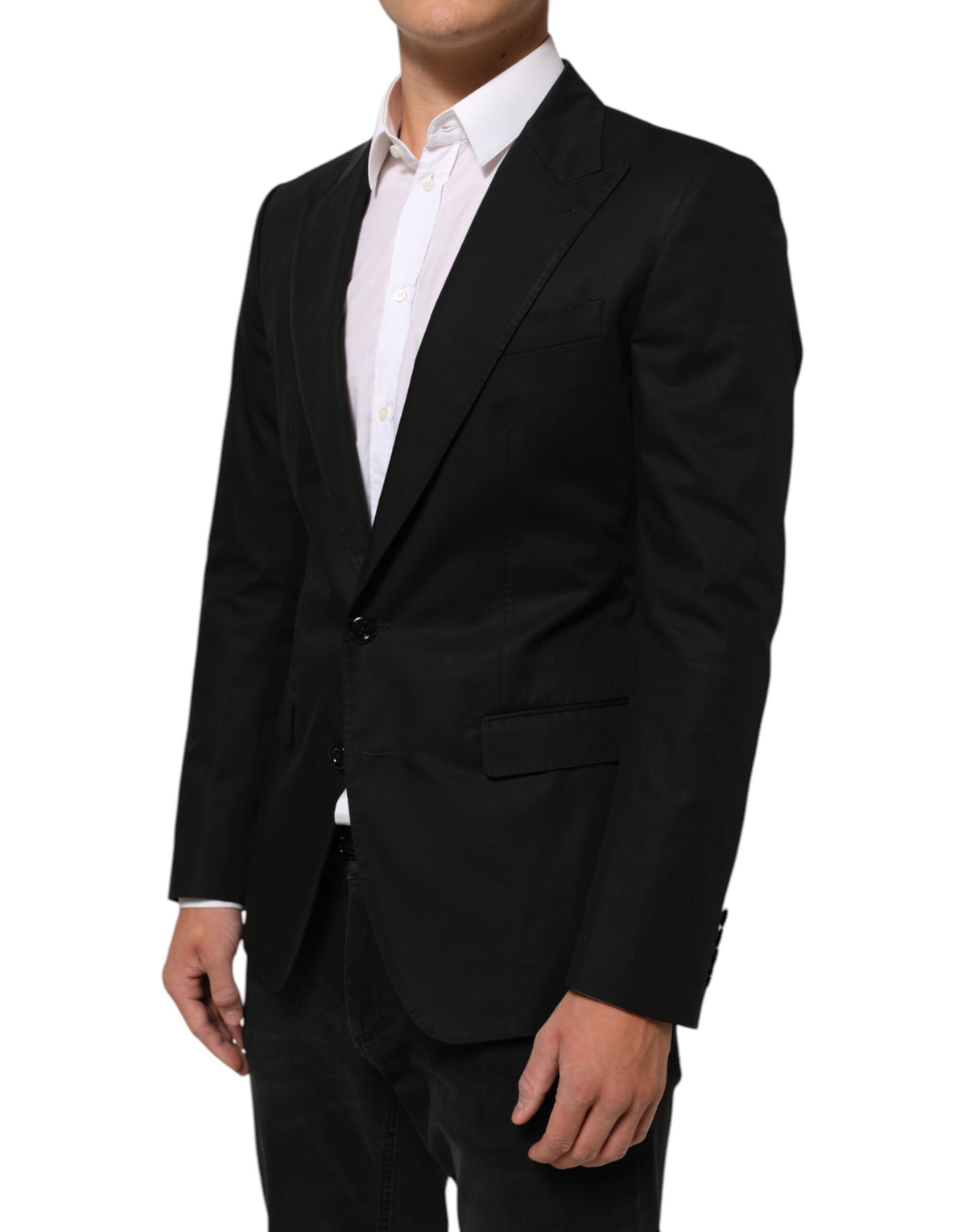 Dolce & Gabbana Men's Single Breasted Cotton Silk & Wool Blazer - Black