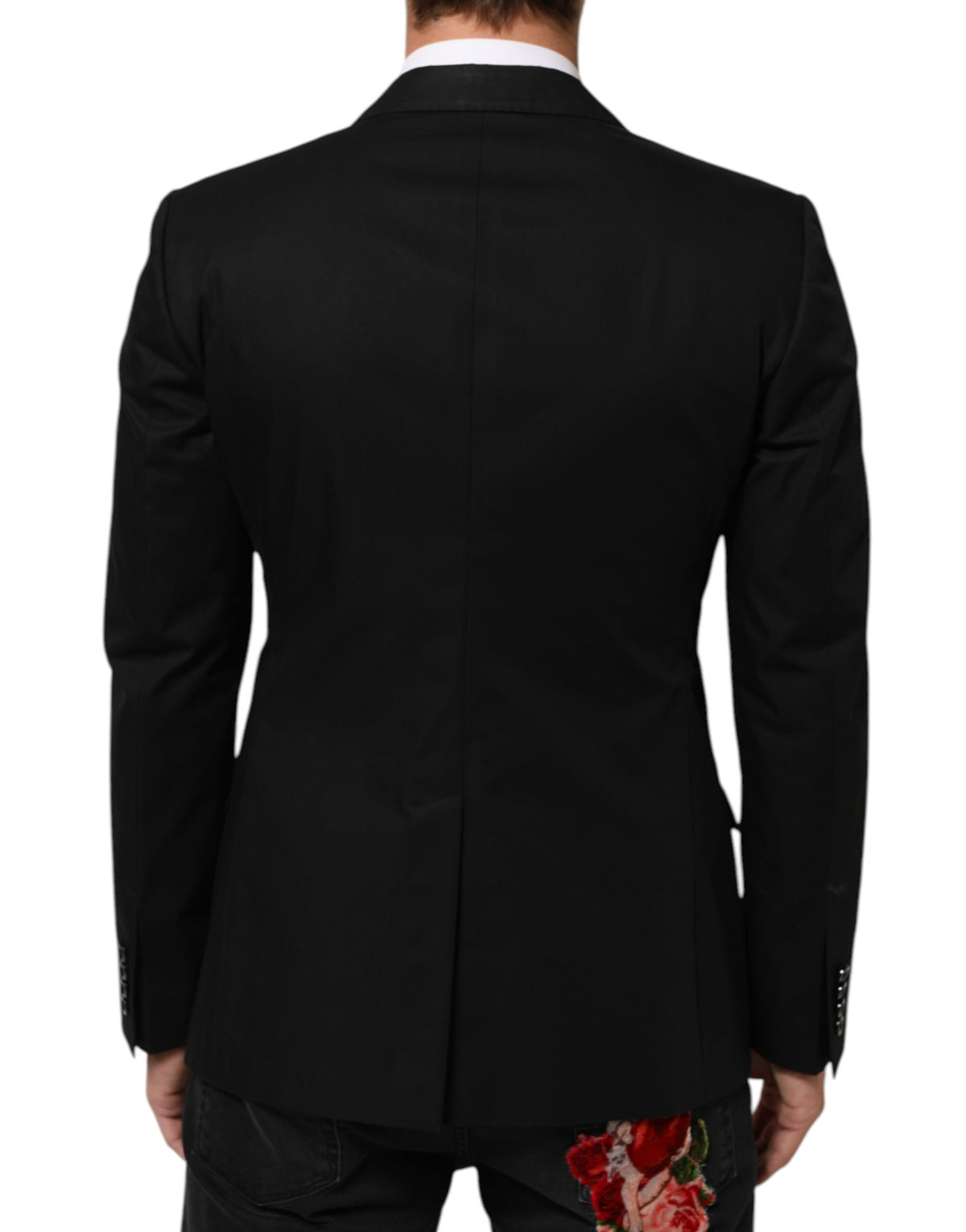 Dolce & Gabbana Men's Single Breasted Cotton Silk & Wool Blazer - Black