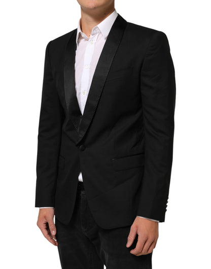 Dolce & Gabbana Men's Polyester Silk Viscose & Virgin Wool Blazer - Black