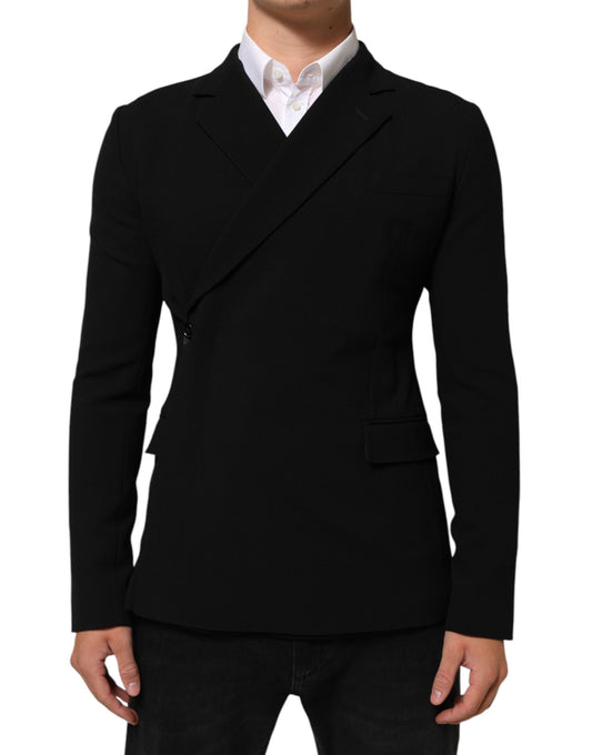Blazer by Dolce & Gabbana for men in virgin wool silk & elastane black features an stylish silhouette, showcasing a sophisticated double-breasted neckline and stylish for a truly stylish finish.