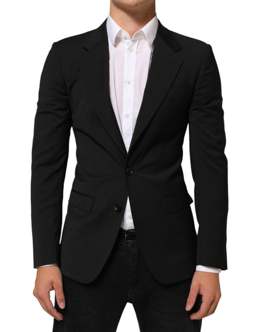 Blazer by Dolce & Gabbana for men in polyester viscose wool black features an crisp silhouette with sophisticated and a crisp for a truly crisp finish.