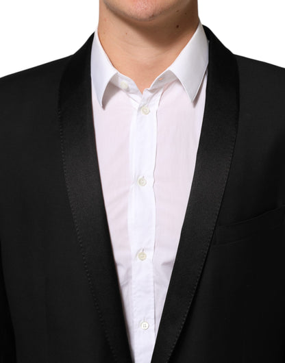 Dolce & Gabbana Men's Virgin Wool Viscose Silk & Polyester Blazer - Black Gold