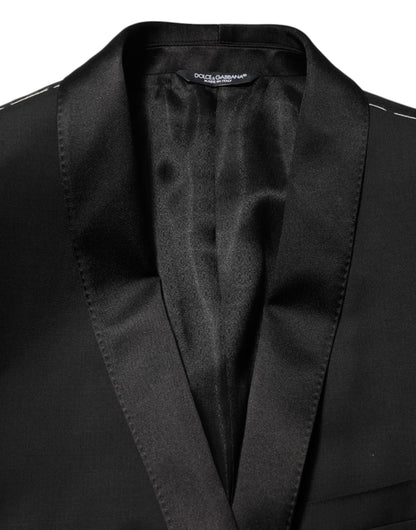 Dolce & Gabbana Men's Virgin Wool Viscose Silk & Polyester Blazer - Black Gold