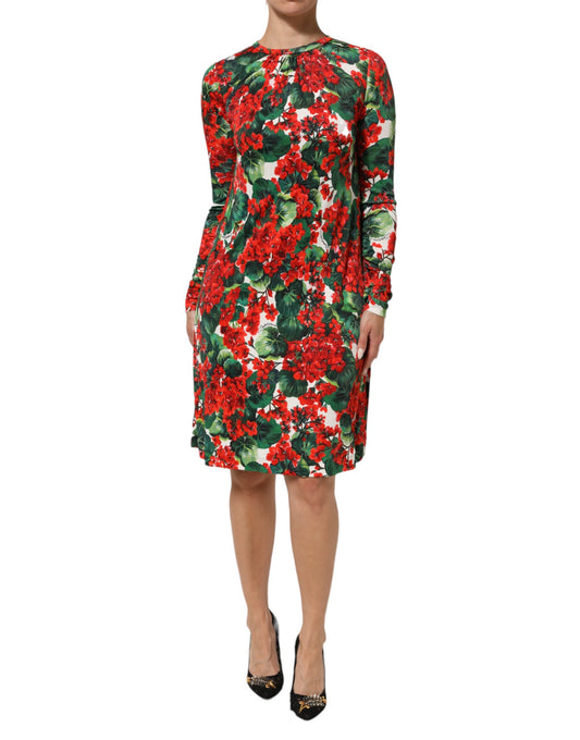 Dolce & Gabbana Women's Sheath Viscose Short Dress - Multicolor Patterned Floral Signature Print