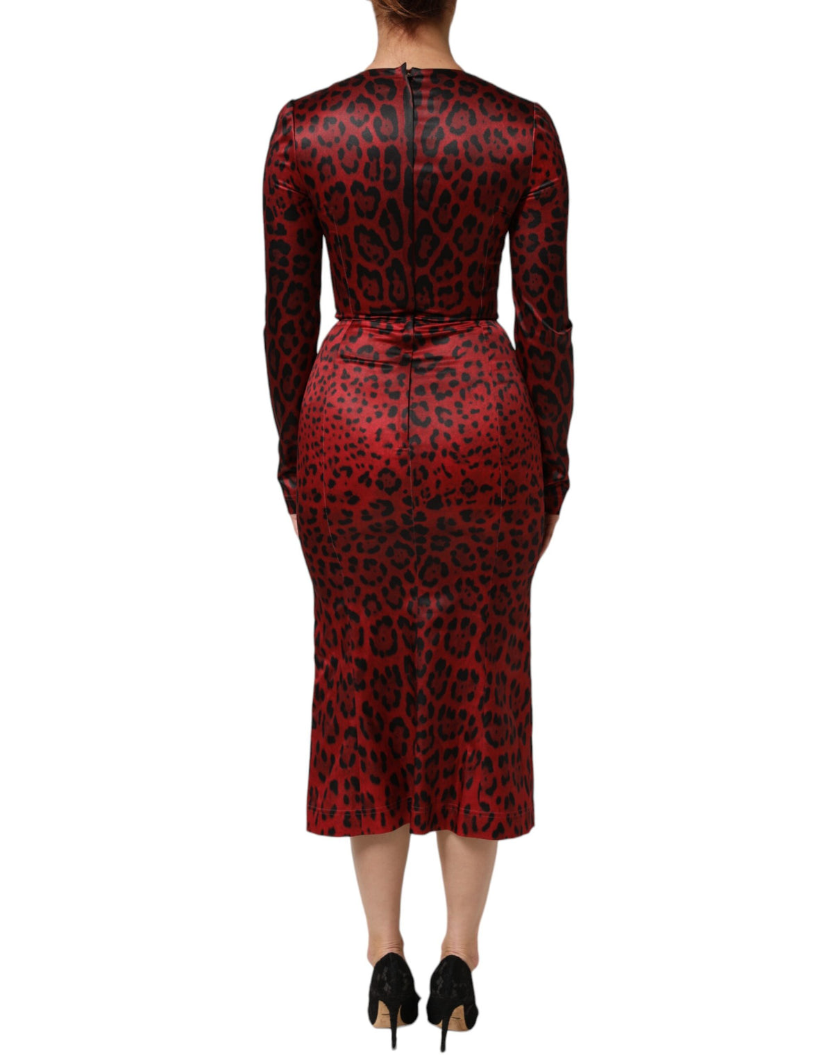 Dolce & Gabbana Women's Sheath Long-Sleeve Polyester & Silk Dress - Red Signature Print