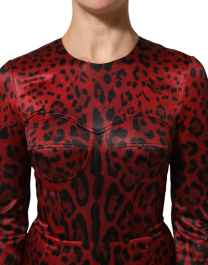 Dolce & Gabbana Women's Sheath Long-Sleeve Polyester & Silk Dress - Red Signature Print