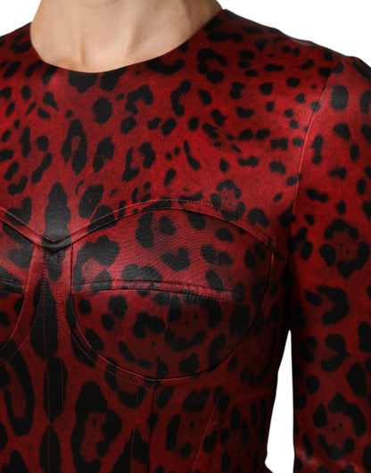 Dolce & Gabbana Women's Sheath Long-Sleeve Polyester & Silk Dress - Red Signature Print