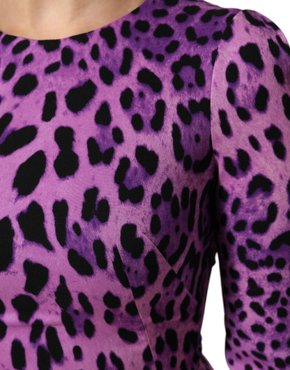 Dolce & Gabbana Women's Sheath Bodycon Three-Quarter-Sleeve Silk Mini Dress - Violet Patterned Signature Print