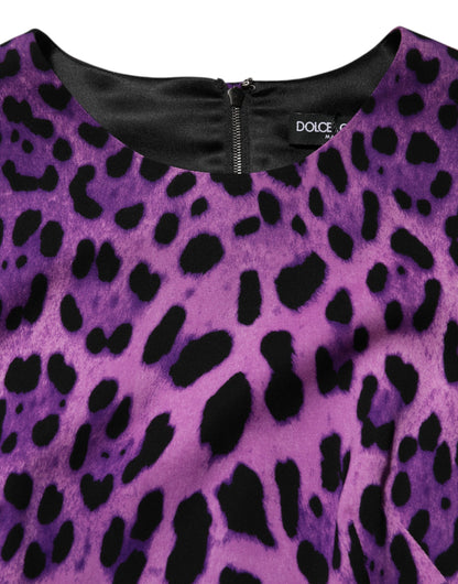 Dolce & Gabbana Women's Sheath Bodycon Three-Quarter-Sleeve Silk Mini Dress - Violet Patterned Signature Print