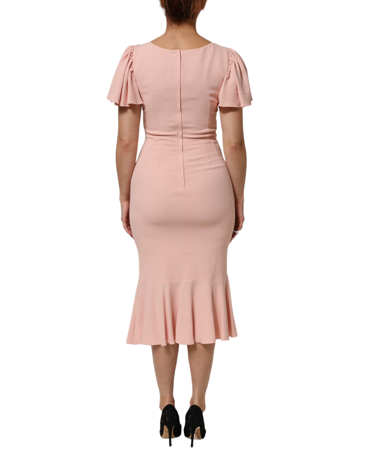 Dolce & Gabbana Women's Sheath Cocktail Short-Sleeve Silk Viscose & Acetate Midi Short Dress - Pink