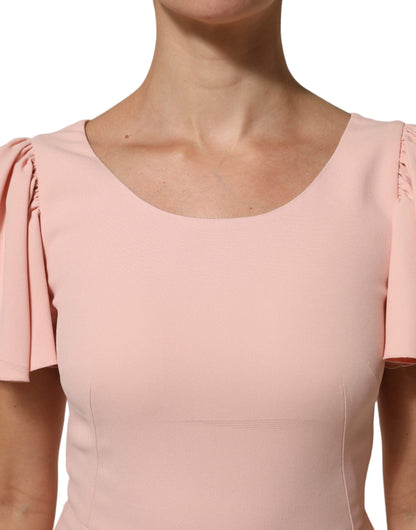 Dolce & Gabbana Women's Sheath Cocktail Short-Sleeve Silk Viscose & Acetate Midi Short Dress - Pink