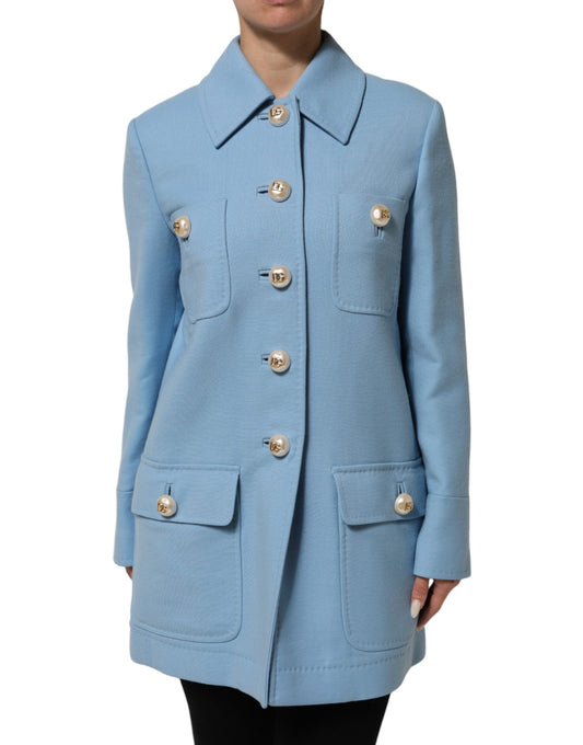 Dolce & Gabbana Women's Wool & Viscose Trench Coat - Light Blue