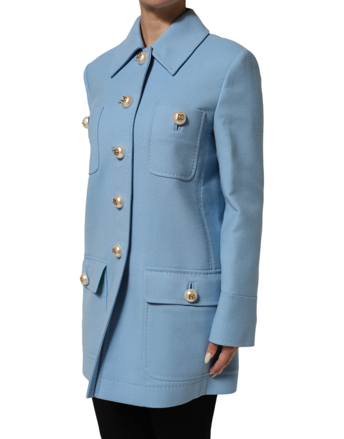 Dolce & Gabbana Women's Wool & Viscose Trench Coat - Light Blue