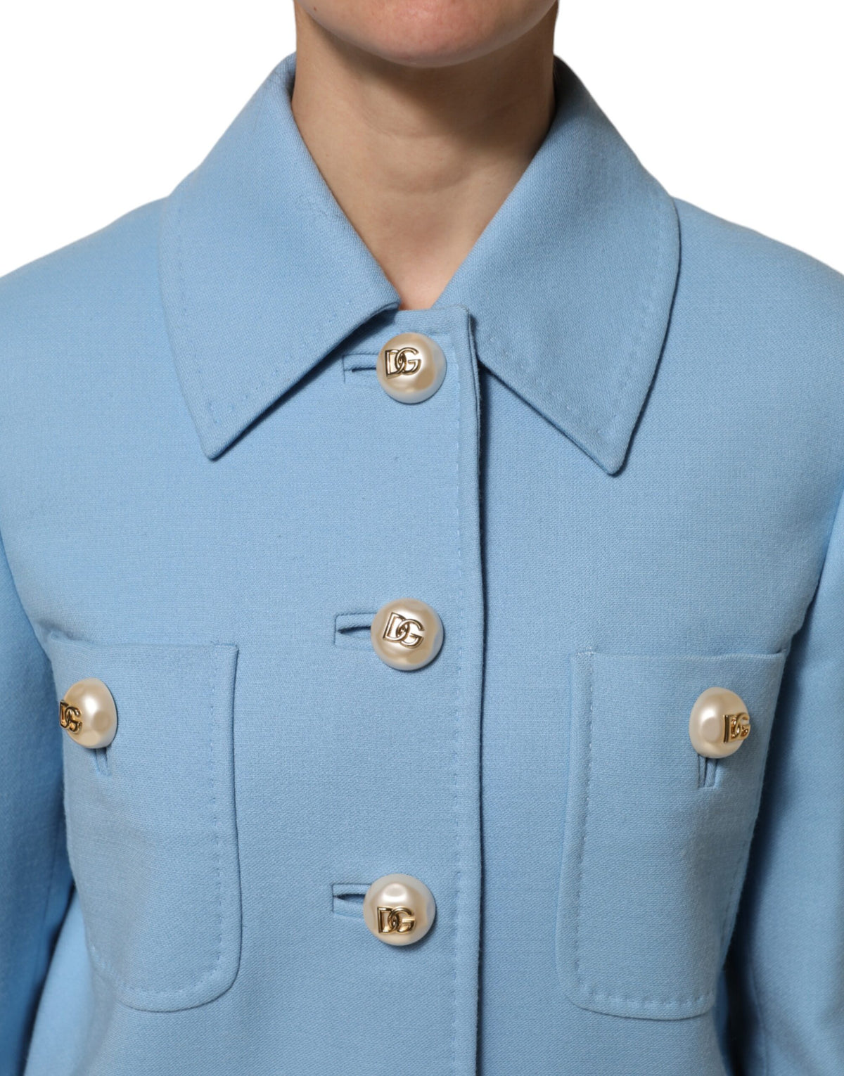 Dolce & Gabbana Women's Wool & Viscose Trench Coat - Light Blue