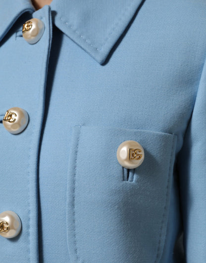 Dolce & Gabbana Women's Wool & Viscose Trench Coat - Light Blue
