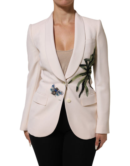 Dolce & Gabbana Women's Single Breasted Virgin Wool & Silk Overcoat - Beige
