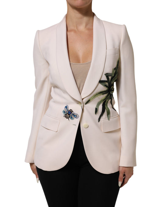 Dolce & Gabbana Women's Single Breasted Virgin Wool & Silk Overcoat - Beige