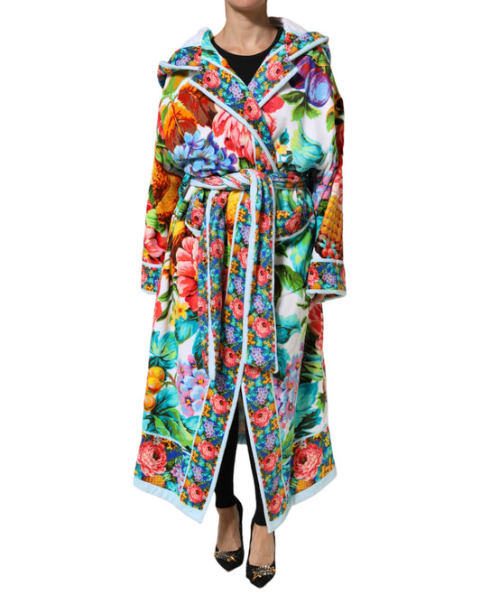 Overcoat by Dolce & Gabbana for women in cotton multicolor, floral & print showcases a enveloping silhouette, detailed with distinctive and a enveloping .