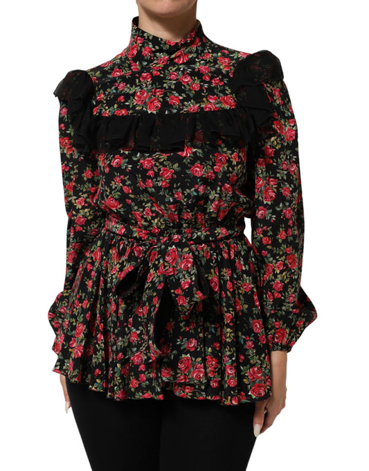 Tank Top by Dolce & Gabbana for women in silk black, floral & print features an bespeak silhouette, showcasing an bespeak long-sleeve; sleeveless and bespeak for a truly sophisticated look.