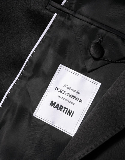 Dolce & Gabbana Men's Double Breasted Virgin Wool Polyester Viscose & Silk Blazer - Black Signature