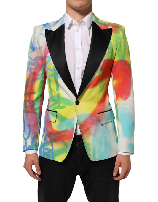 Blazer by Dolce & Gabbana for men in polyester viscose silk & wool multicolor & print features an stylish silhouette, showcasing a sophisticated and stylish for a truly stylish finish.