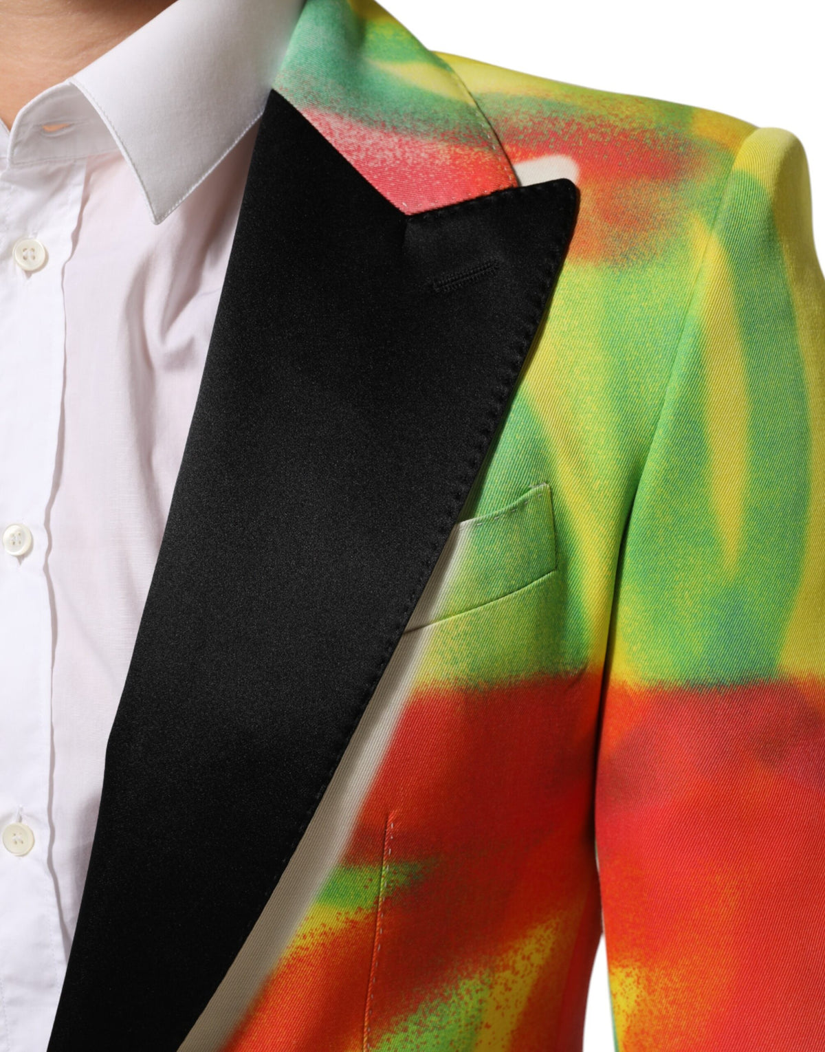 Dolce & Gabbana Men's Single Breasted Polyester Viscose Silk & Wool Blazer - Multicolor Print