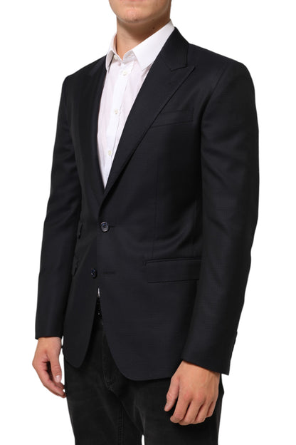 Dolce & Gabbana Men's Single Breasted Virgin Wool Viscose & Silk Blazer - Black