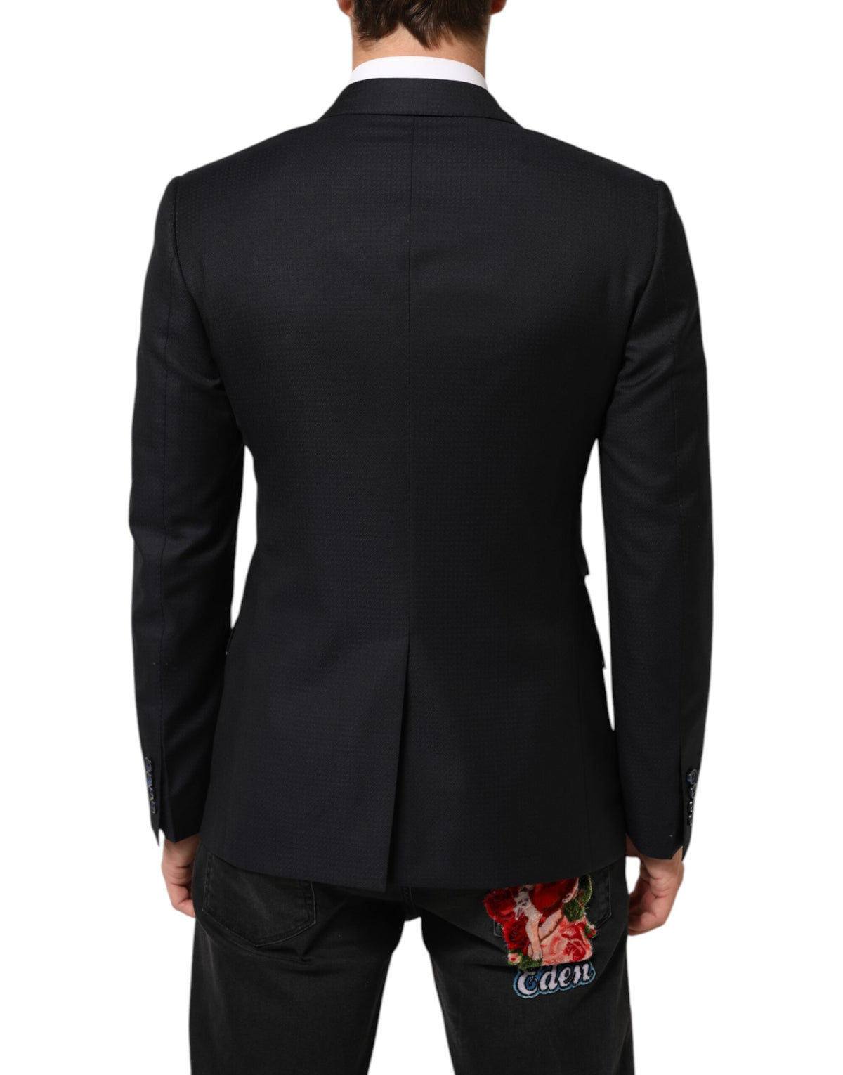 Dolce & Gabbana Men's Single Breasted Virgin Wool Viscose & Silk Blazer - Black