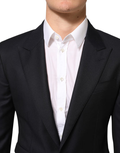 Dolce & Gabbana Men's Single Breasted Virgin Wool Viscose & Silk Blazer - Black