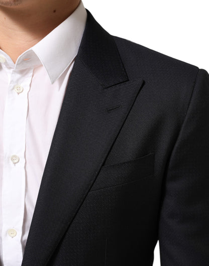 Dolce & Gabbana Men's Single Breasted Virgin Wool Viscose & Silk Blazer - Black