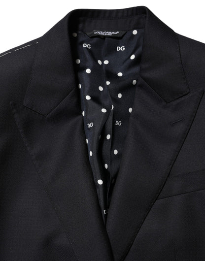 Dolce & Gabbana Men's Single Breasted Virgin Wool Viscose & Silk Blazer - Black